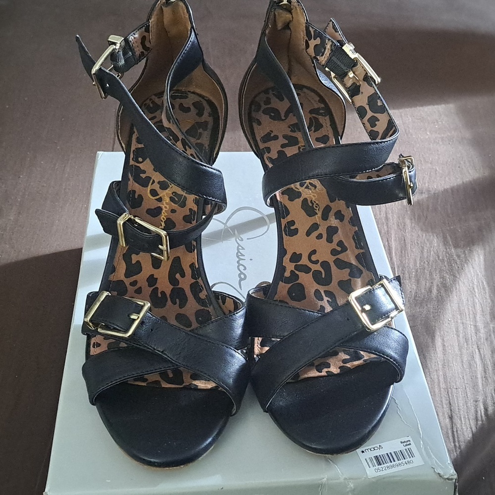 Jessica Simpson Eugenias Black Strappy Heels Size 11